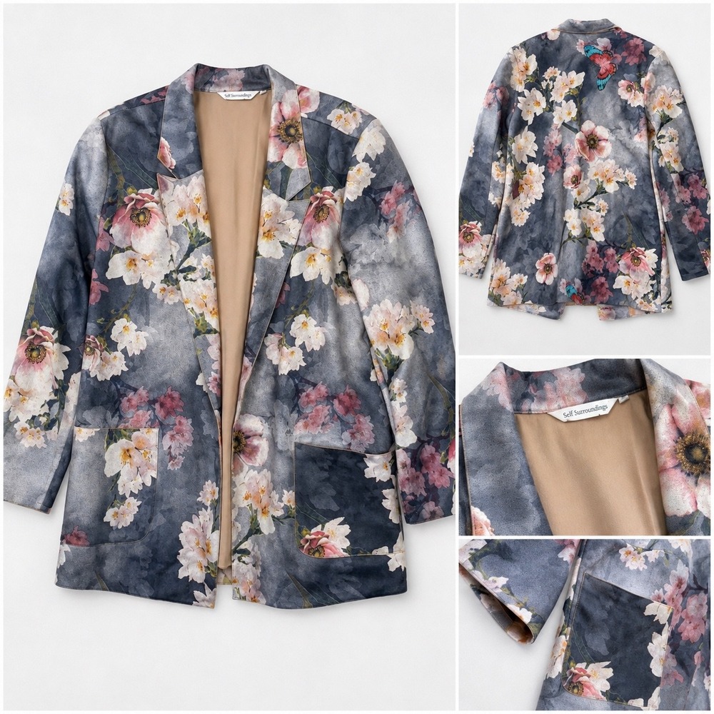 Soft Surroundings Size 2X Floral Butterfly Open Front Jacket Botanical Boho